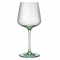 Calice da vino 450 ml in vetro verde 22 cm - design scanalato con stelo