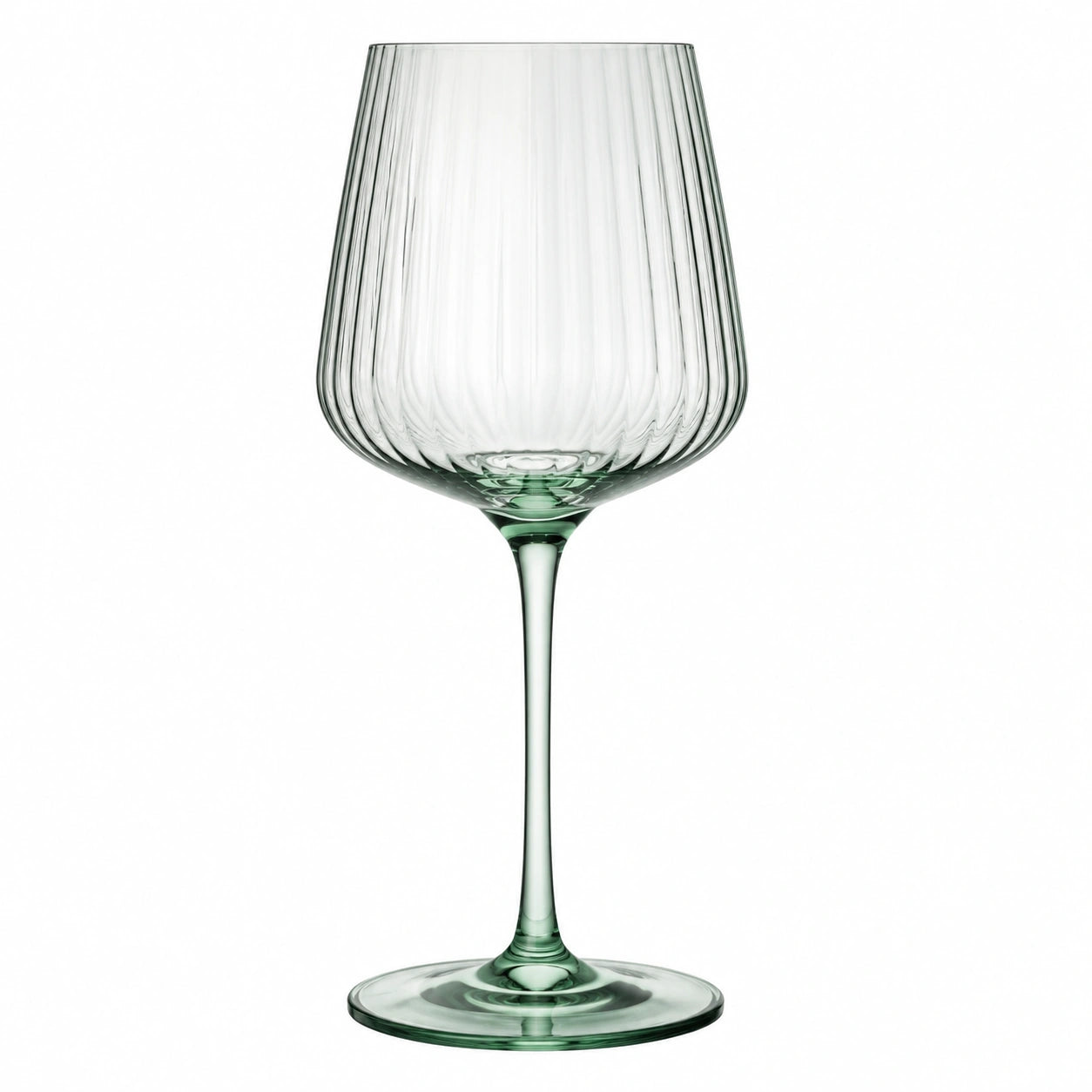 Calice da vino 450 ml in vetro verde 22 cm - design scanalato con stelo