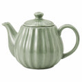 Teiera in ceramica verde 700 ml con coperchio stile scanalato