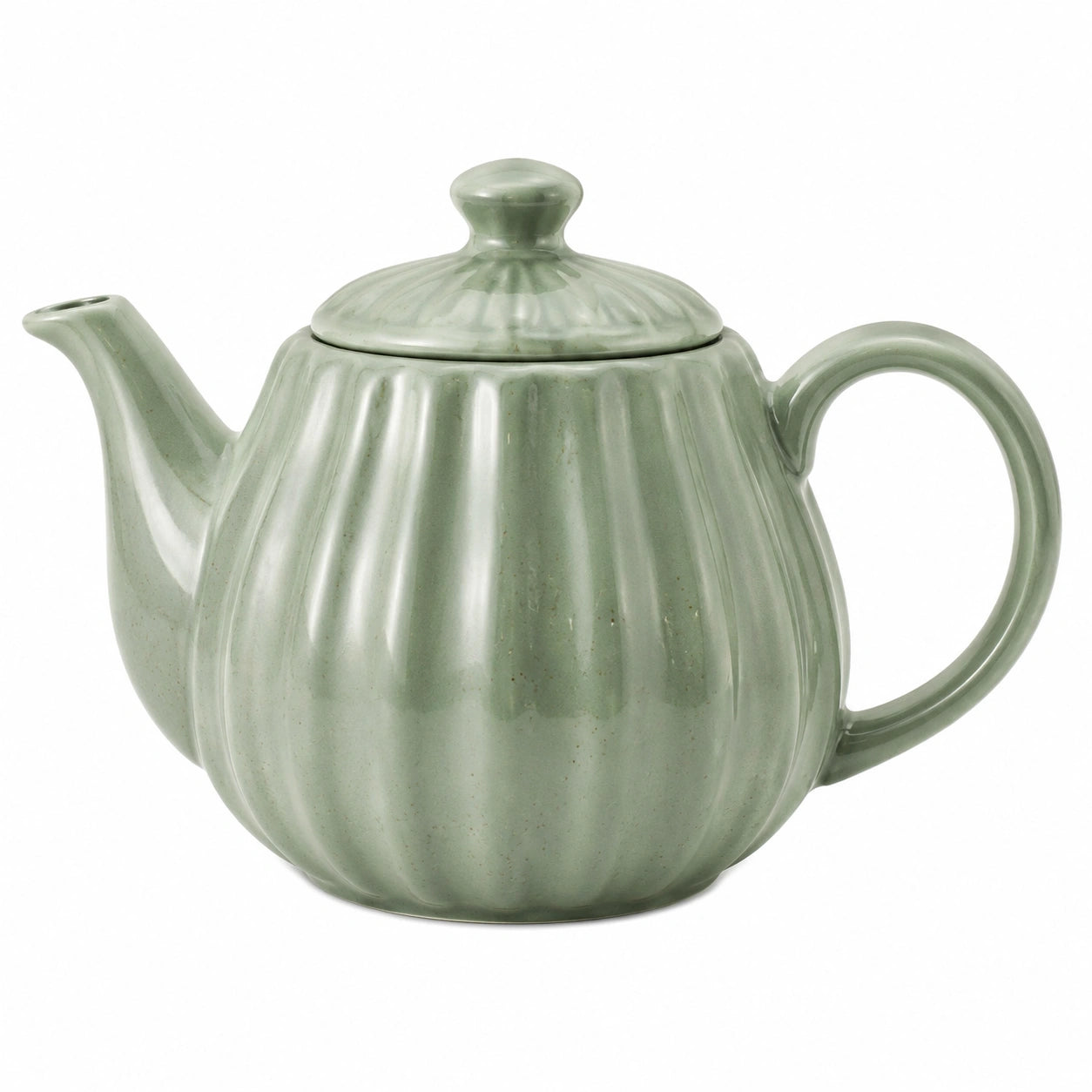 Teiera in ceramica verde 700 ml con coperchio stile scanalato