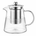 Teiera con filtro 1200 ml in vetro trasparente e acciaio inox con coperchio