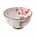 Ciotola in ceramica 18 cm bianca e rosa con decoro floreale per servire