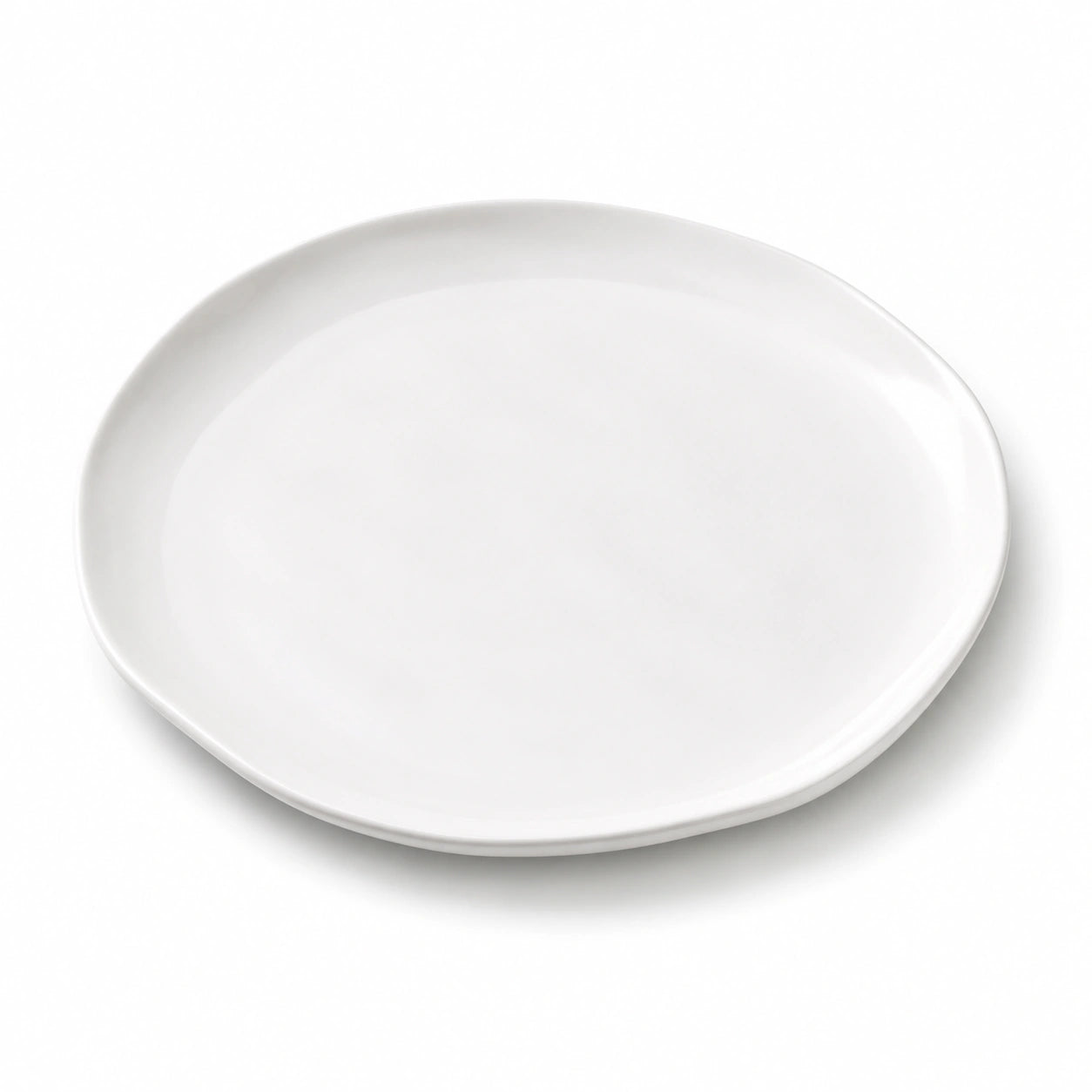Piatto piano rotondo 26 cm in ceramica bianca - stile minimalista per tavola