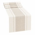 Runner da tavolo 180 x 40 cm in tessuto beige panna a righe stile rustico
