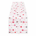 Runner da tavola 40 x 180 cm in tessuto bianco rosa e rosso con cuori e frecce decorativi