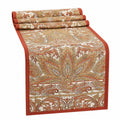Runner da tavola 180 x 35 cm in tessuto beige rosso con motivo paisley e bordi rifiniti