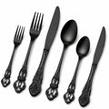 Set posate 6 pezzi in acciaio inox nero stile classico per tavola
