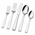 Set posate 5 pezzi in acciaio inox argento lucido per tavola moderna