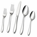 Set di posate 5 pezzi in acciaio inox argento lucido per tavola