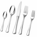 Set posate 5 pezzi in acciaio inox argento lucido per tavola