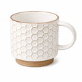 Tazza 400 ml in ceramica bianca e beige con motivo geometrico - stile rustico