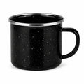 Tazza da campeggio 350 ml in acciaio smaltato nero - stile puntinato per bevande calde e fredde