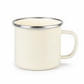 Tazza smaltata 350 ml diametro 9 cm bianco con bordo in acciaio stile minimalista
